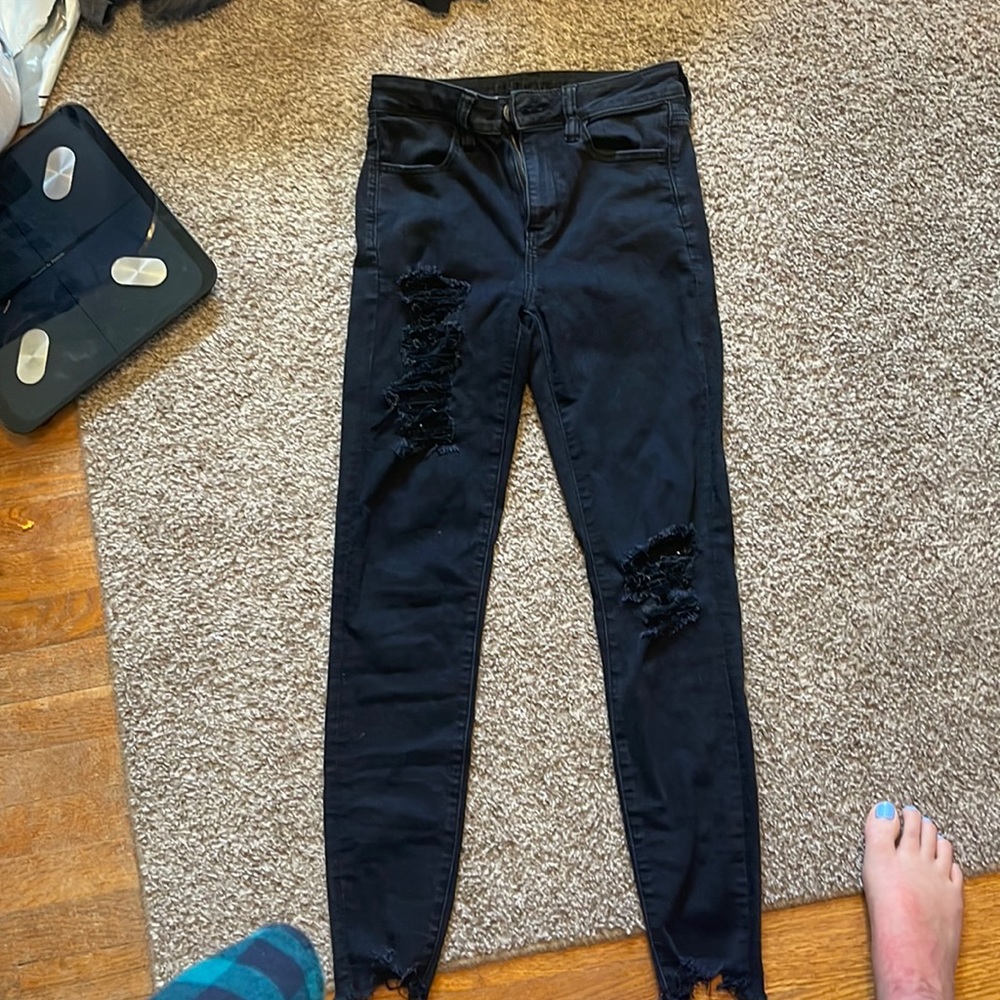 American Eagle Black Distressed Jeans